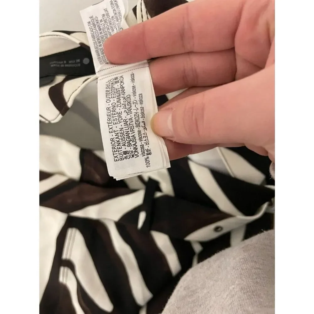 Zara ZW collection Women Animal Print Pencil Skirt Small Black Ecru 8430/055 NWT